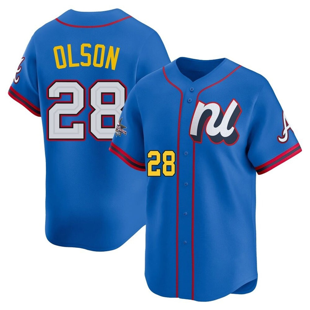 A.Braves #28 Matt Olson Player Royal National League All-Star Edition Game Edoa Stitched Jerseys