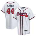 A.Braves #44 Hank Aaron Player White Home Game Edoa Stitched Jerseys
