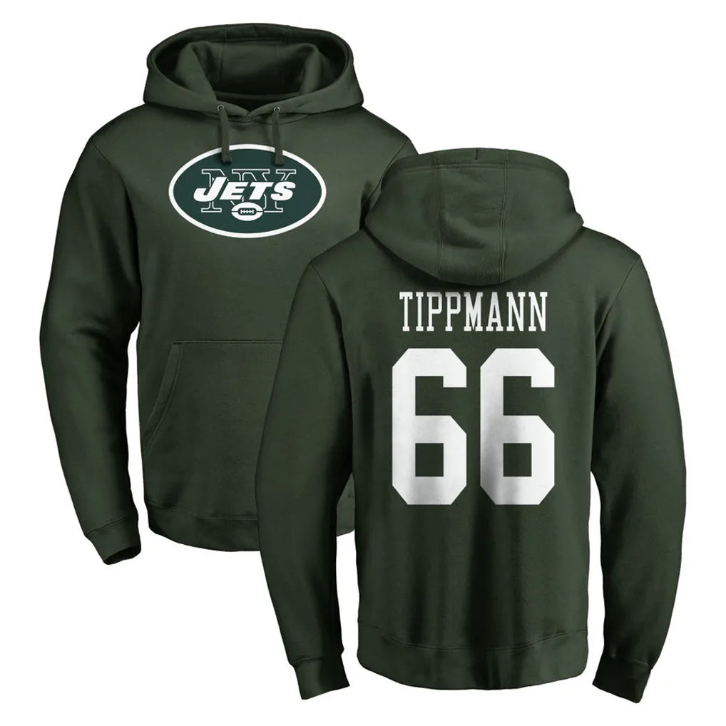 NY.Jets #66 Joe Tippmann Player Green LOGO Pullover Hoodies Limited Game Edoa Stitched Jerseys