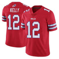 B.Bills #12 Jim Kelly Player Red Vapor Untouchable Limited Home Game Edoa Stitched Jerseys