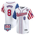 B.Orioles #8 Cal Ripken Player White USA 250 Independence Day Vapor Premier Limited Home Game Edoa Stitched Jerseys