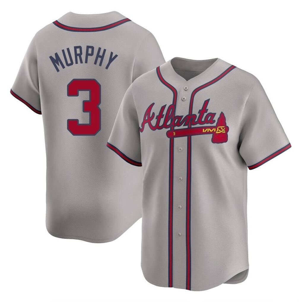A.Braves #3 Dale Murphy Player Gray Limited Home Game Edoa Stitched Jerseys