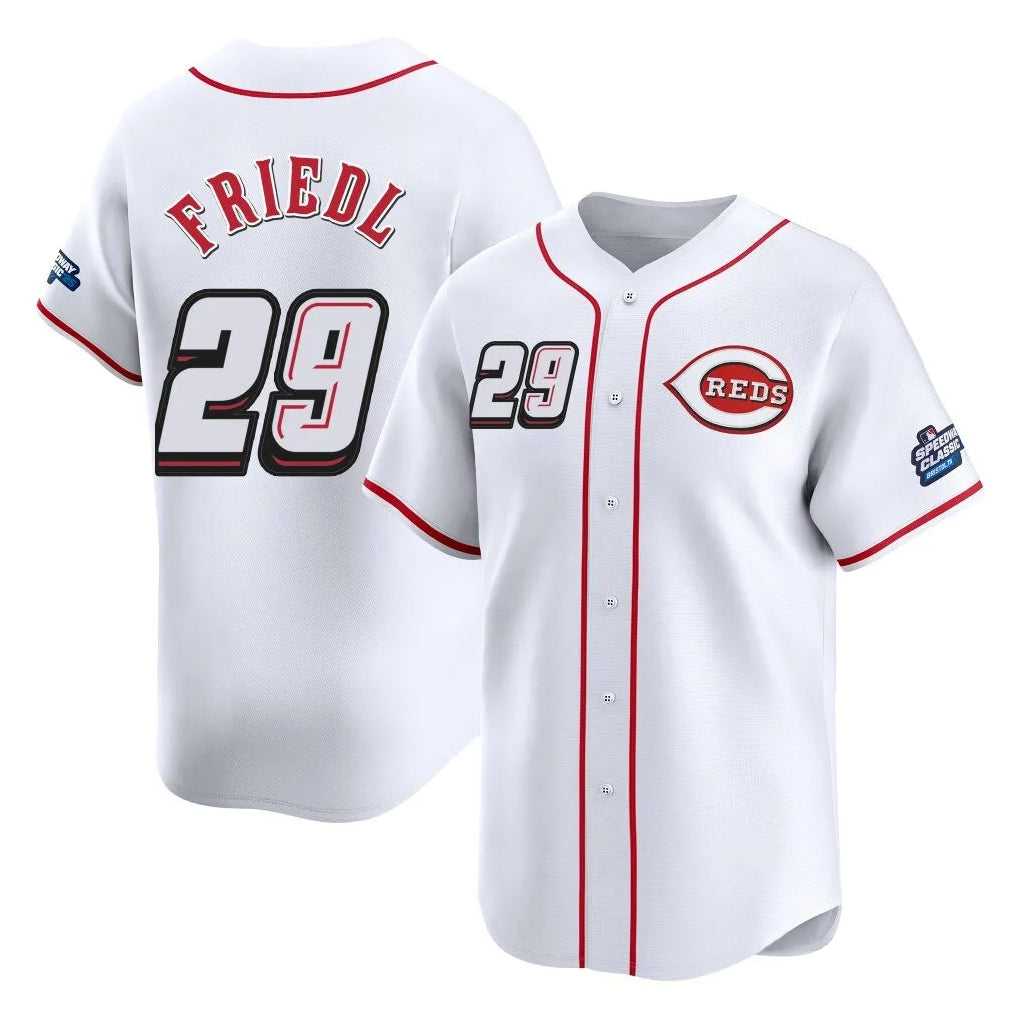 C.Reds #29 TJ Friedl Player White Speedway Classic Home Limited Edoa Stitched Jerseys