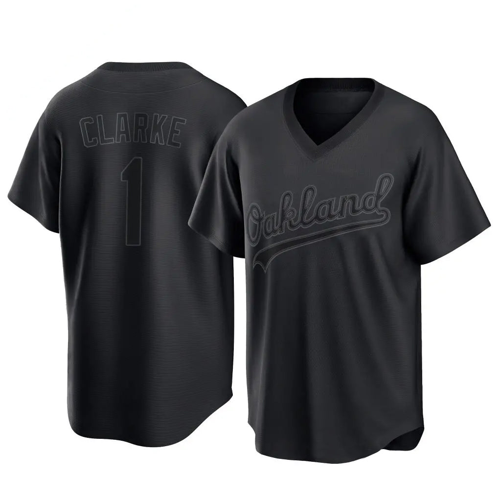 Athletics #1 Denzel Clarke Player Black Pitch Fashion T-shirt Home Game Edoa Stitched Jerseys
