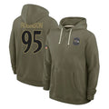 B.Ravens #95 Tavius Robinson Player Olive Salute to Service Hoodie Edoa Stitched Jerseys