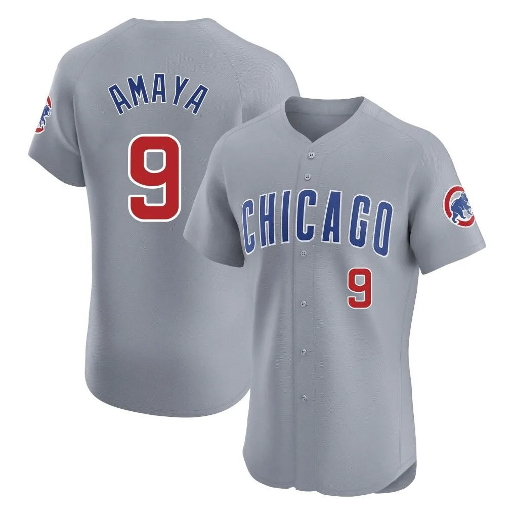 C.Cubs #9 Miguel Amaya Player Gray Road Limited Elite Home Edoa Stitched Jerseys