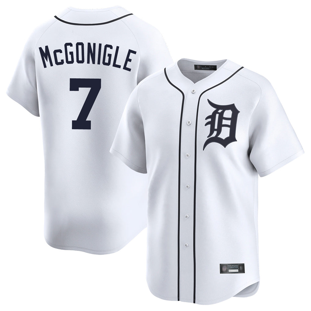 D.Tigers #7 Kevin McGonigle Player White Home Limited Edoa Stitched Jerseys
