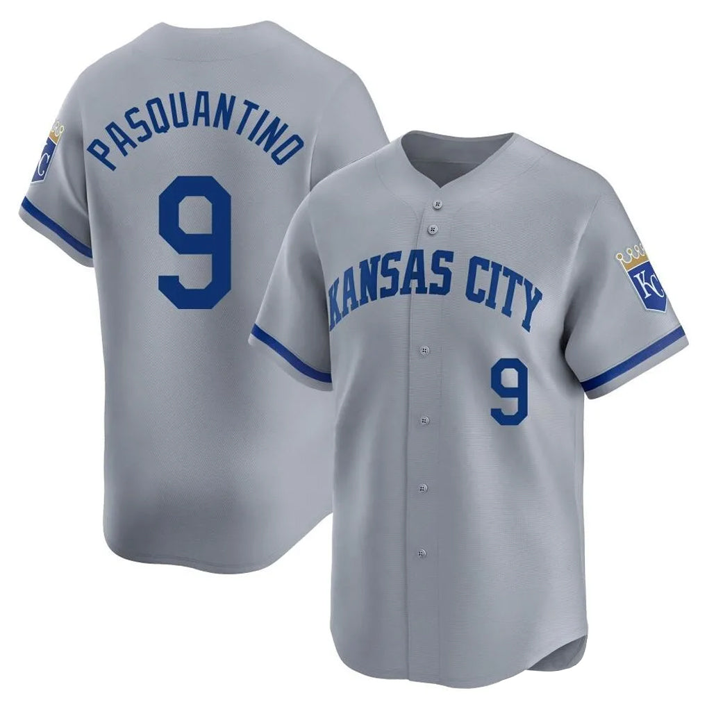 KC.Royals #9 Vinnie Pasquantino Player Gray Limited Home Edoa Stitched Jerseys