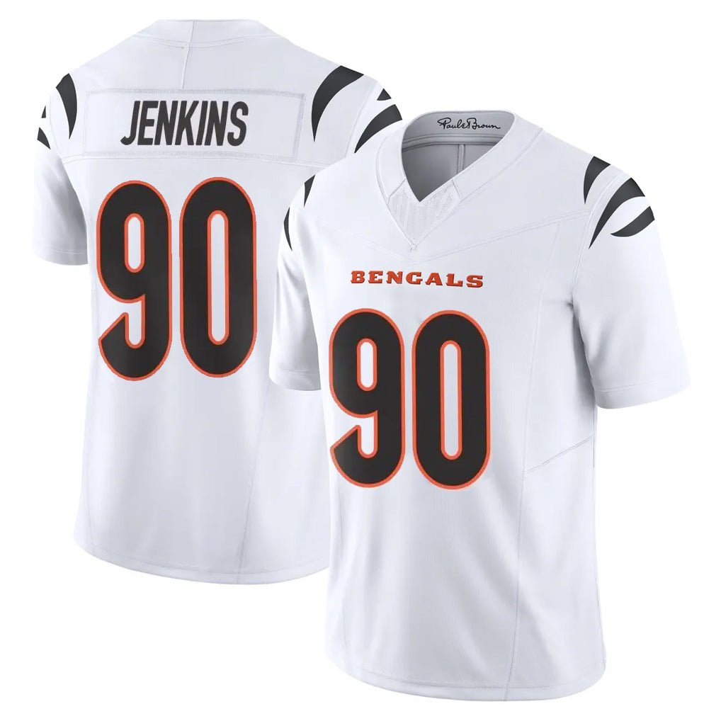 C.Bengals #90 Kris Jenkins Jr Player White Vapor F.U.S.E. Limited Home Game Edoa Stitched Jerseys