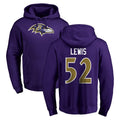 B.Ravens #52 Ray Lewis Player Purple Salute to Service Pullover Hoodie Edoa Stitched Jerseys