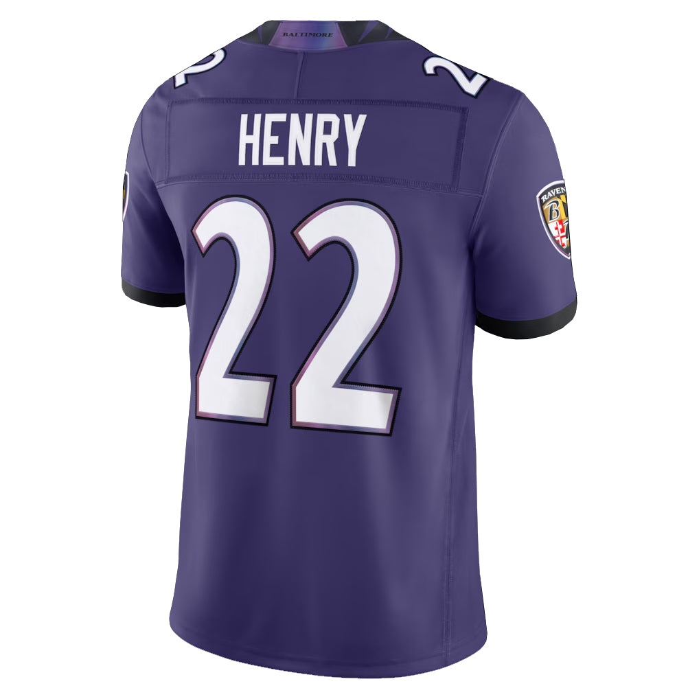 B.Ravens #22 Derrick Henry Player Purple Limited Elite Home Game Edoa Stitched Jerseys