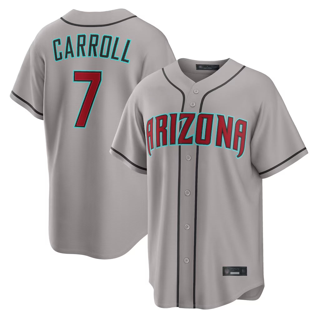 A.Diamondbacks #7 Corbin Carroll Player Gray Road Home Game Edoa Stitched Jerseys