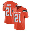 C.Browns #21 Denzel Ward Player Orange Alternate Vapor Untouchable Limited Home Game Edoa Stitched Jerseys