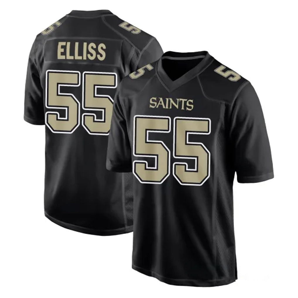 NO.Saints #55 Kaden Elliss Player Black Carbon Fashion Home Game Edoa Stitched Jerseys