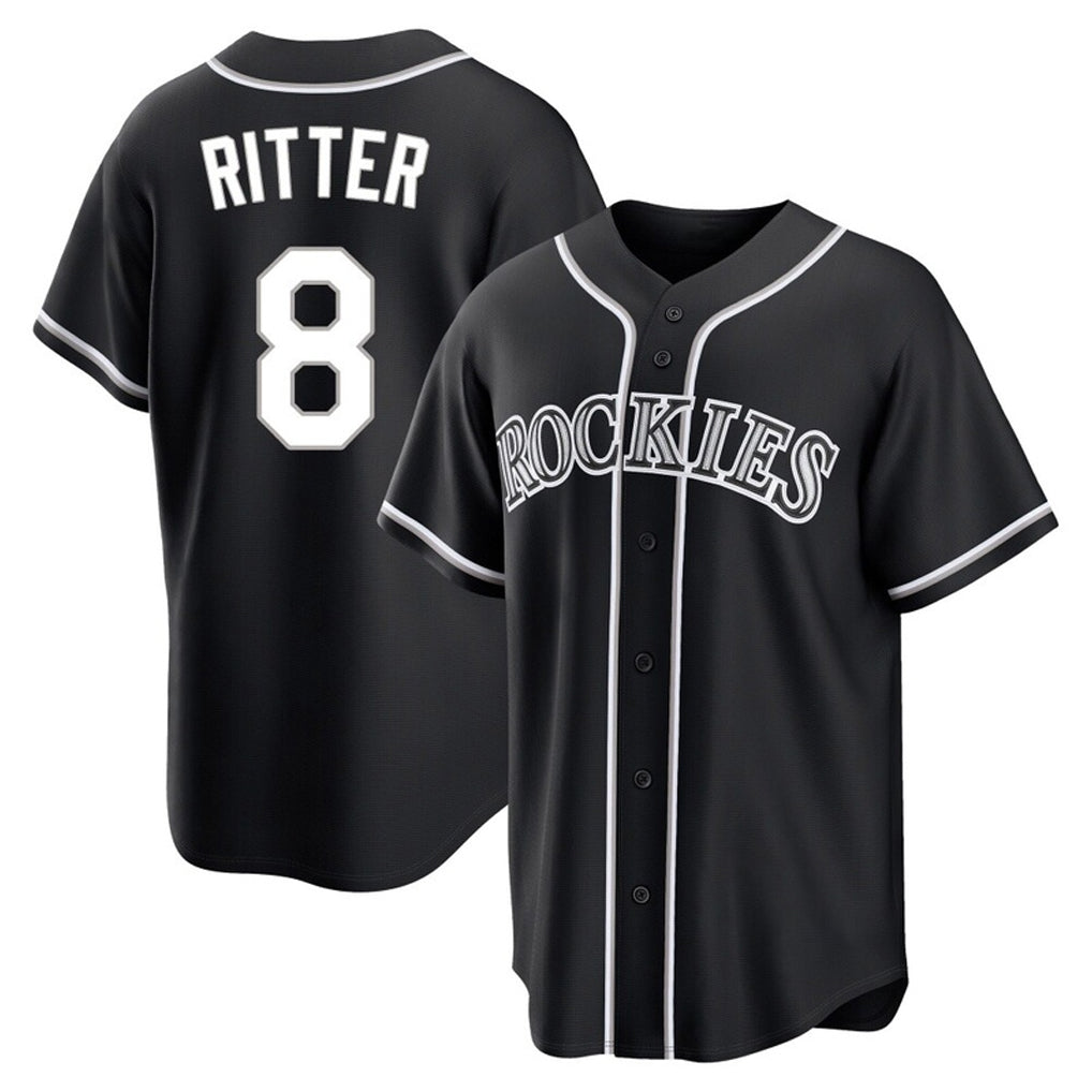 C.Rockies #8 Ryan Ritter Player Black Fashion Out Home Game Edoa Stitched Jerseys