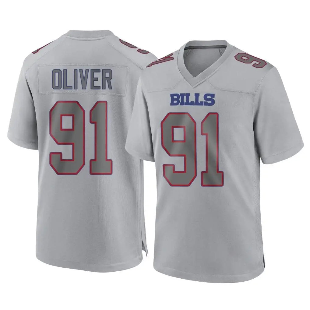 B.Bills #91 Ed Oliver Player Gray Home Game Edoa Stitched Jerseys