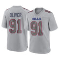 B.Bills #91 Ed Oliver Player Gray Home Game Edoa Stitched Jerseys