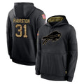 B.Bills #31 Maxwell Hairston Player Black Salute to Service Hoodies Hame Edoa Stitched Jerseys