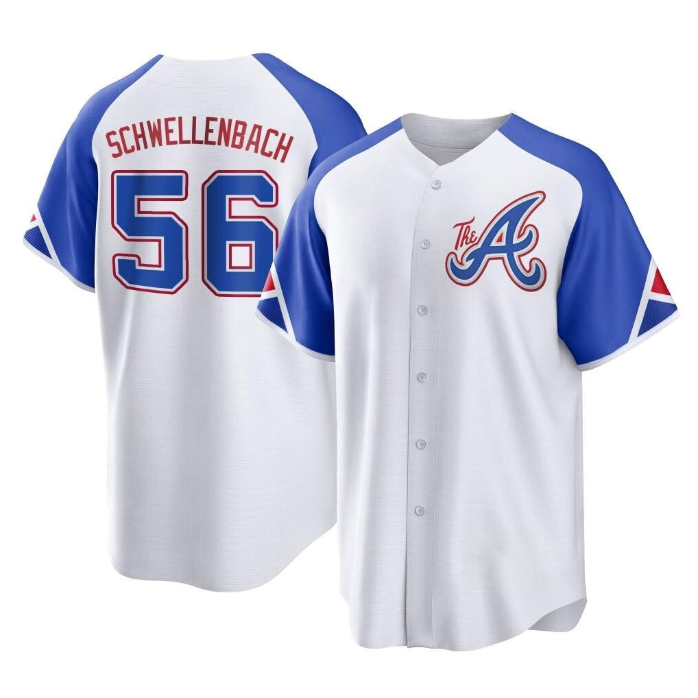 A.Braves #56 Spencer Schwellenbach Player White City Connect Home Game Edoa Stitched Jerseys