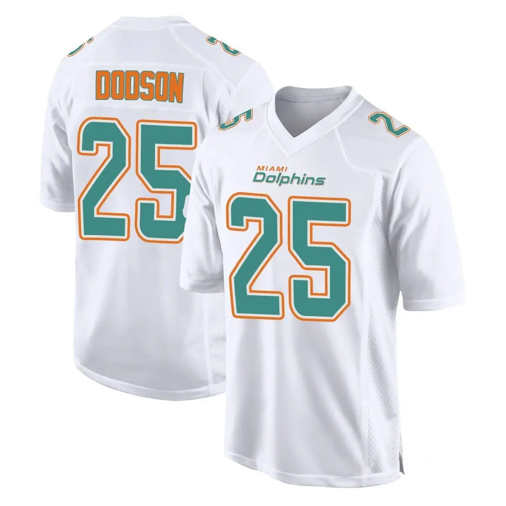 M.Dolphins #25 Tyrel Dodson Player White Fashion Home Game Edoa Stitched Jerseys