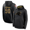 C.Panthers #90 Julius Peppers Player Black Salute to Service Pullover Hoodies Limited Game Edoa Stitched Jerseys
