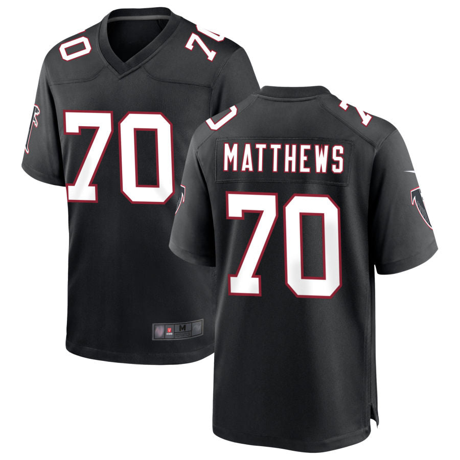 A.Falcons #70 Jake Matthews Player Black Throwback Game Edoa Stitched Jerseys