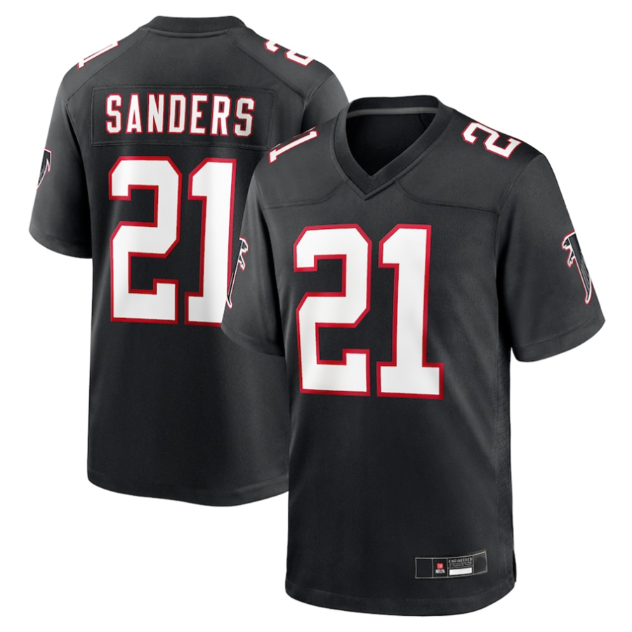 A.Falcons #21 Deion Sanders Black Player Game Edoa Stitched Jerseys