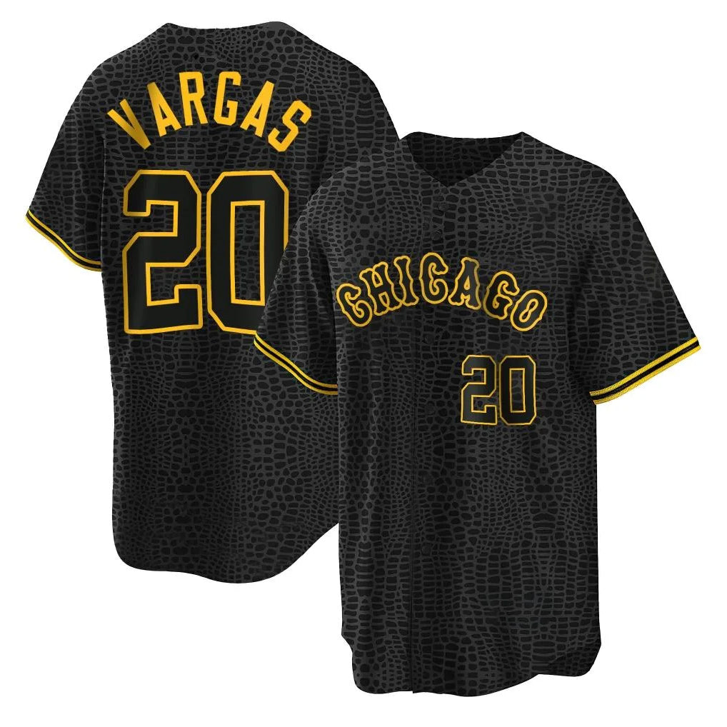 C.White Sox #20 Miguel Vargas Player Black Snake Skin City Home Game Edoa Stitched Jerseys