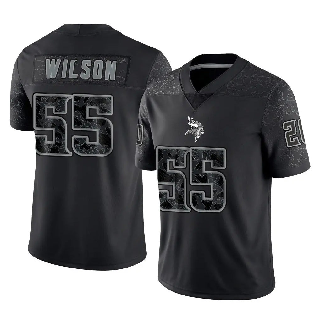 M.Vikings #55 Eric Wilson Player Black Reflective LImited Home Game Edoa Stitched Jerseys