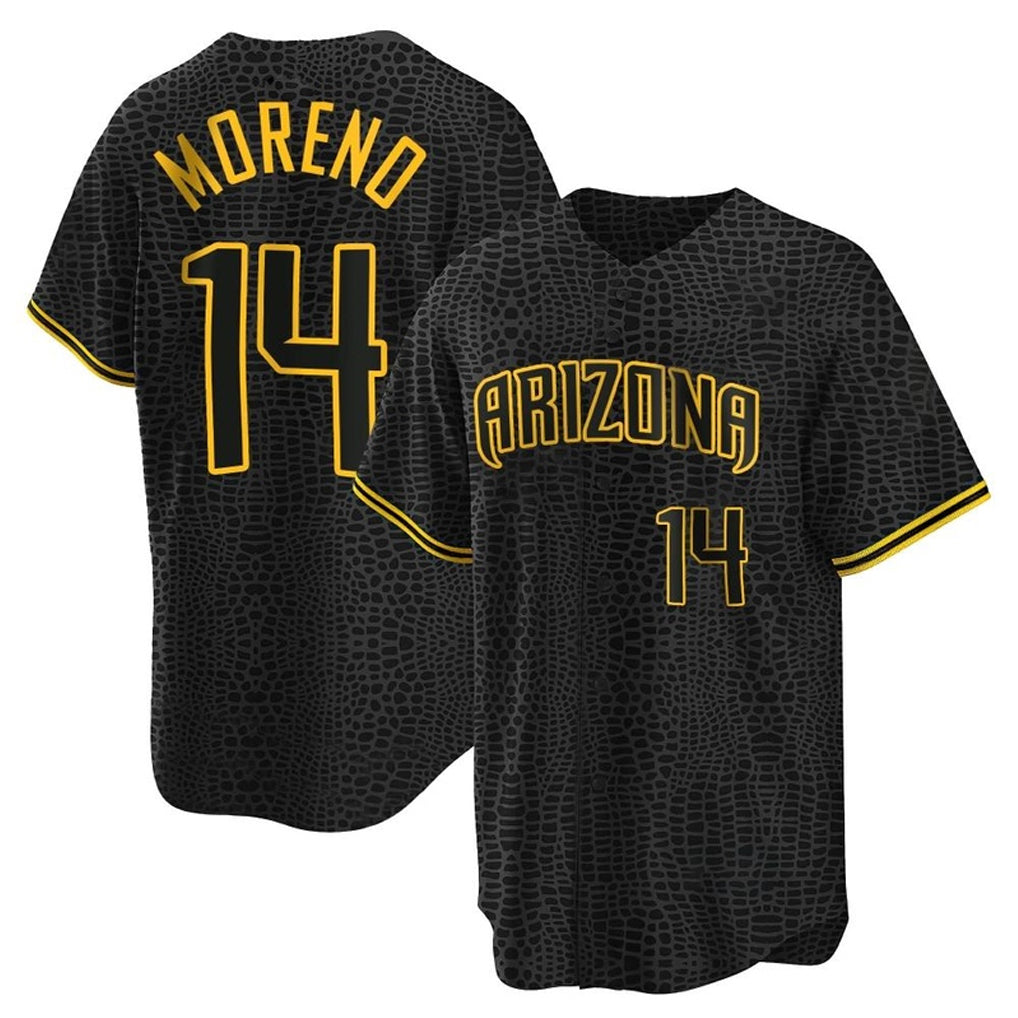 A.Diamondbacks #14 Gabriel Moreno Player Black Snake Skin City Home Game Edoa Stitched Jerseys