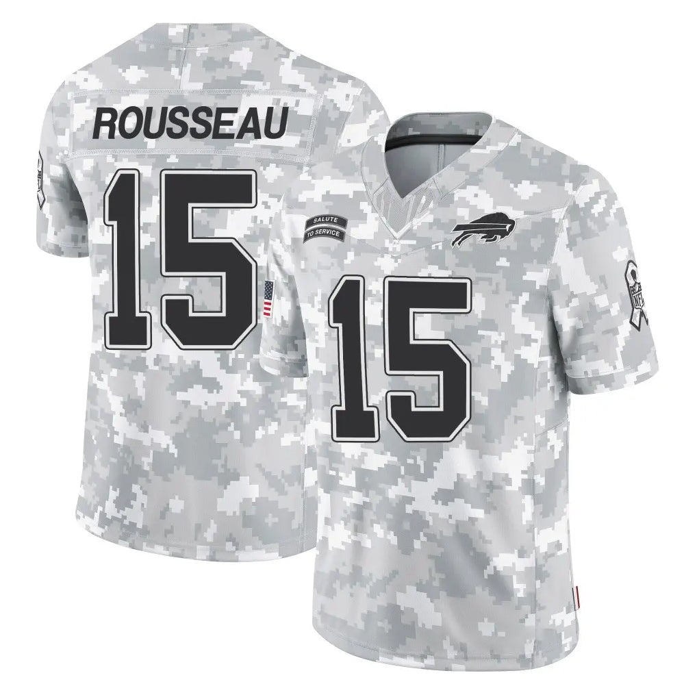 B.Bills #15 Greg Rousseau Player Arctic Camo Salute to Service Limited Game Edoa Stitched Jerseys
