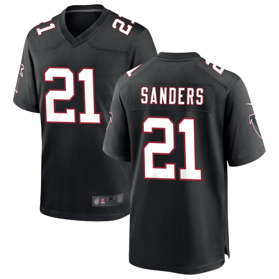 A.Falcons #21 Deion Sanders Player Black Throwback Limited Edoa Stitched Jerseys