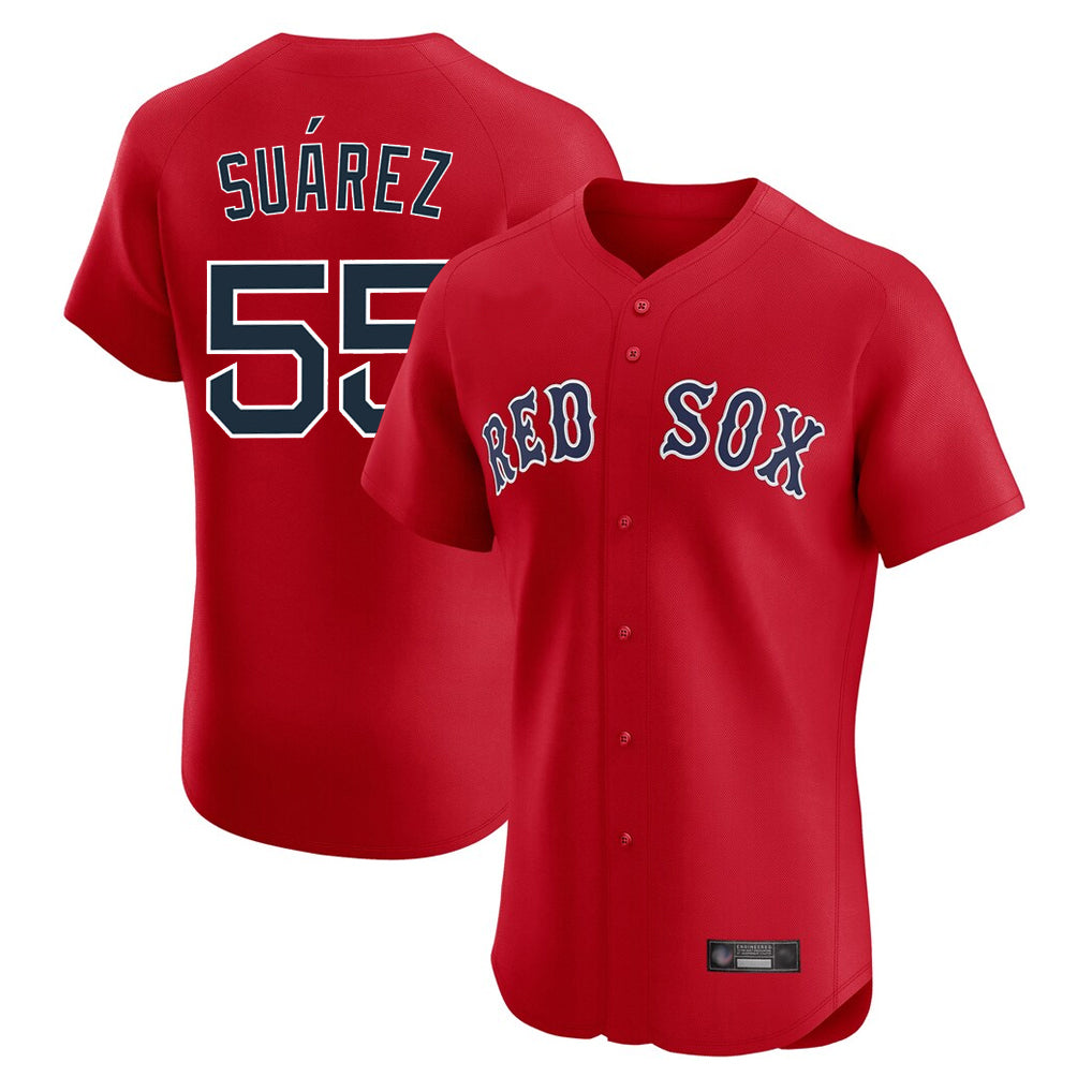 B.Red Sox #55 Ranger Su¨¢rez Player Red Limited Elite Home Game Edoa Stitched Jerseys