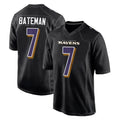 B.Ravens #7 Rashod Bateman Player Black Carbon Fashion Home Game Edoa Stitched Jerseys
