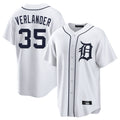 D.Tigers #35 Justin Verlander Player White Home Game Edoa Stitched Jerseys