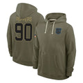 C.Panthers #90 Julius Peppers Player Olive Salute to Service Hoodies Game Edoa Stitched Jerseys