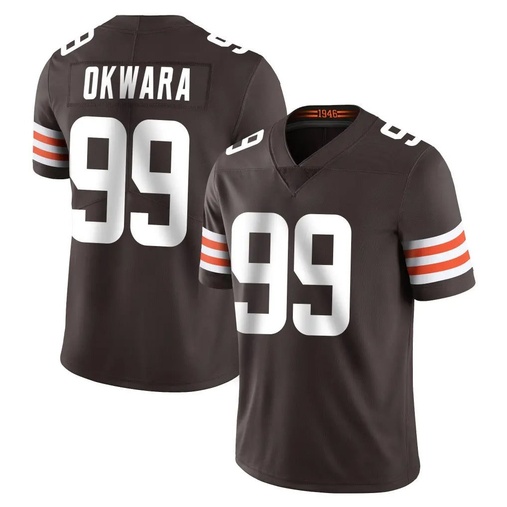 C.Browns #99 Julian Okwara Player Brown Color Vapor Untouchable Limited Home Game Edoa Stitched Jerseys