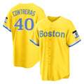 B.Red Sox #40 Willson Contreras Player Yellow Home Game Edoa Stitched Jerseys