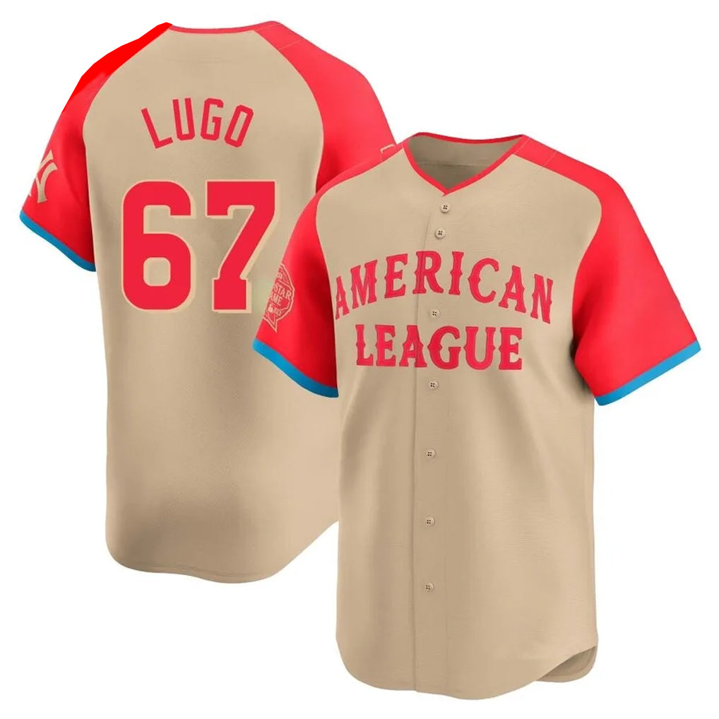 KC.Royals #67 Seth Lugo Player Cream American League All-Star Game Limited Home Edoa Stitched Jerseys