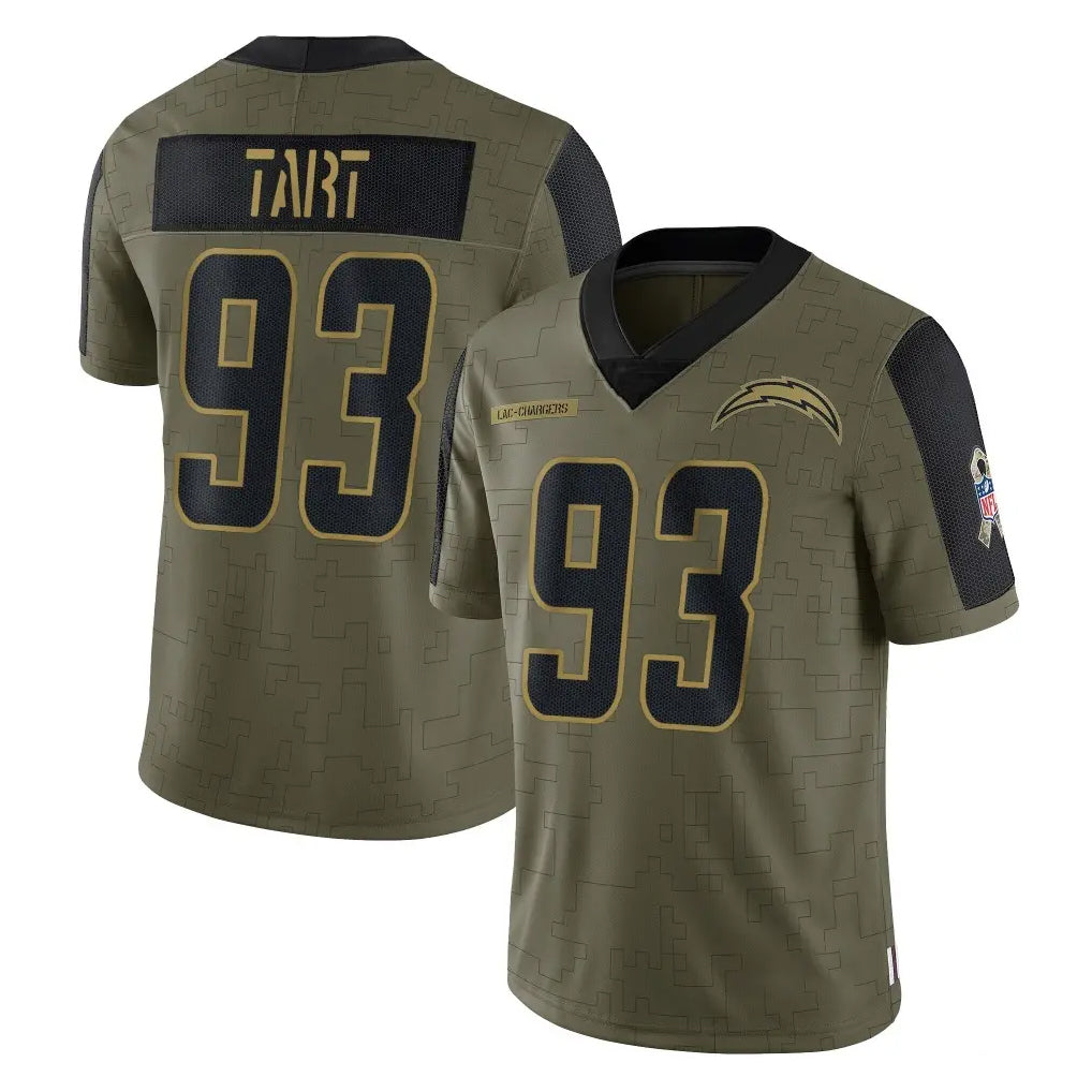 LA.Chargers #93 Teair Tart Player Olive Salute To Service Limited Game Edoa Stitched Jerseys