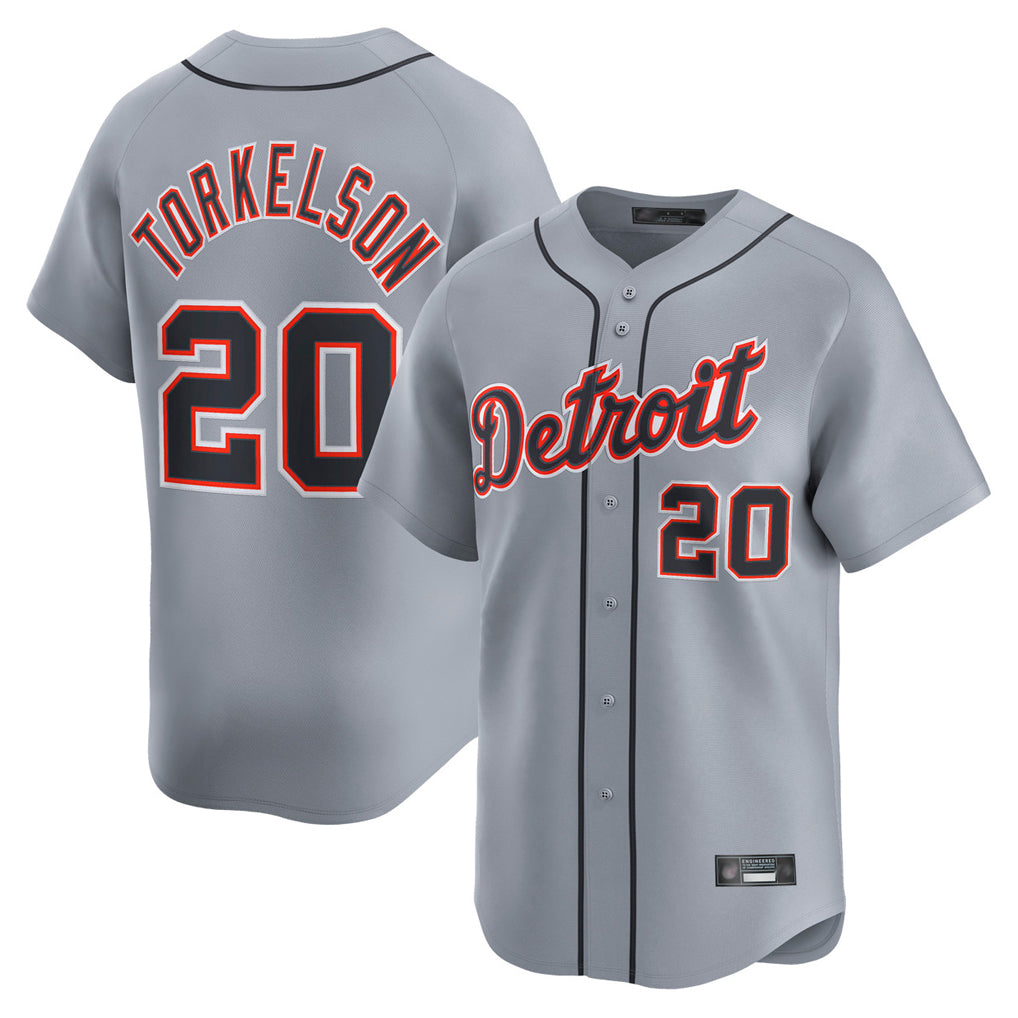 D.Tigers #20 Spencer Torkelson Player Gray Home Limited Edoa Stitched Jerseys