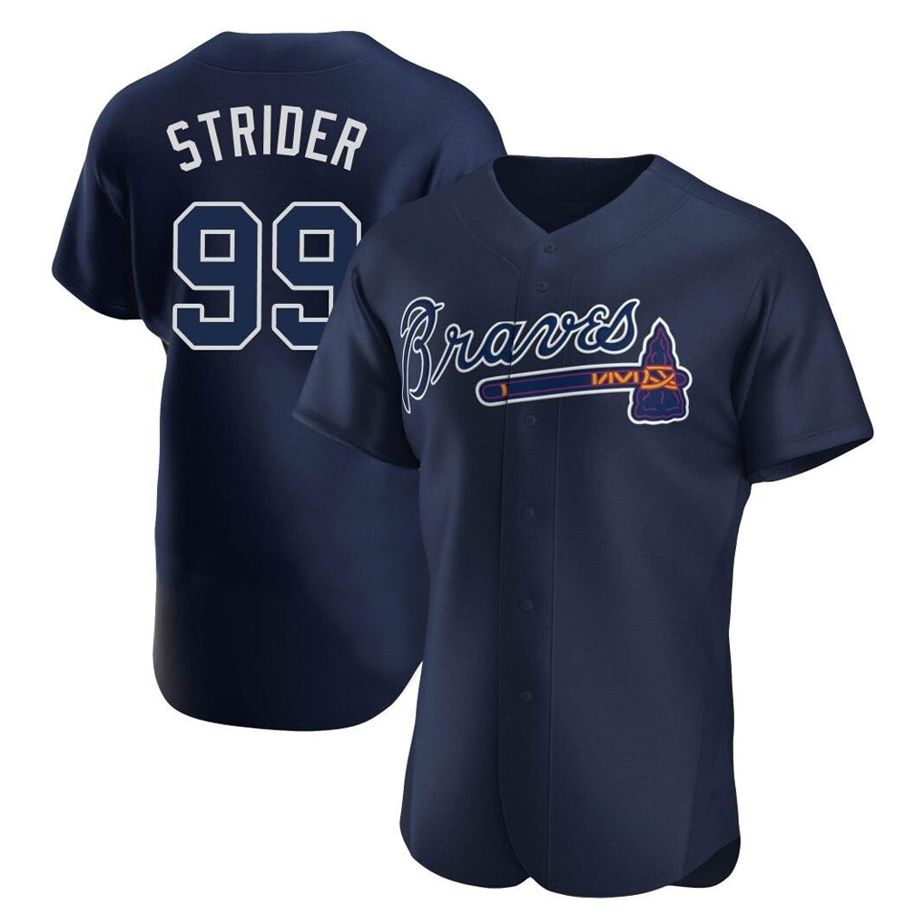A.Braves #99 Spencer Strider Player Navy Alternate Limited Elite Home Game Edoa Stitched Jerseys