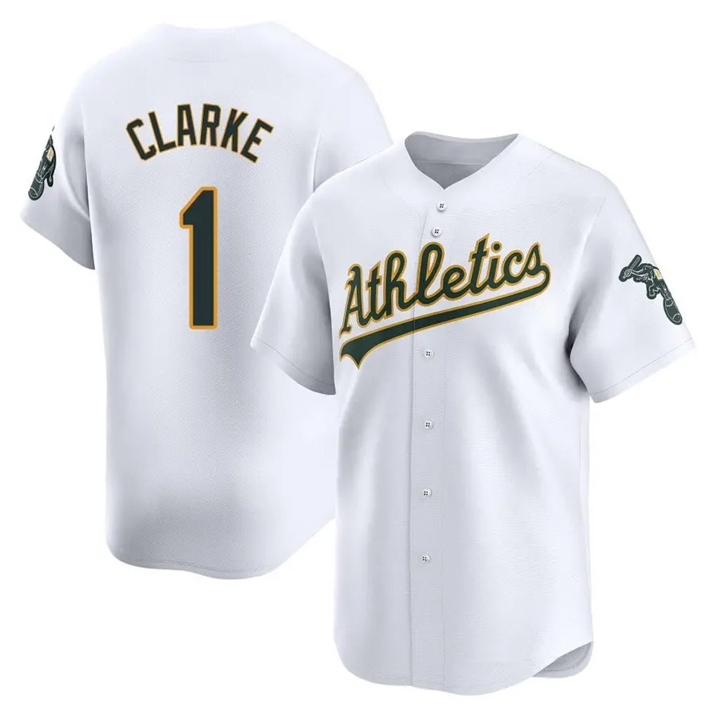 Athletics #1 Denzel Clarke Player White Limited Home Game Edoa Stitched Jerseys