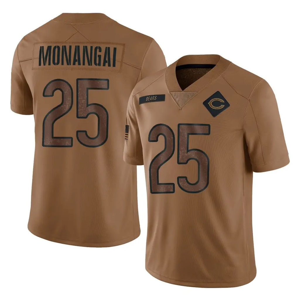 C.Bears #25 Kyle Monangai Player Brown Salute to Service Limited Edoa Stitched Jerseys