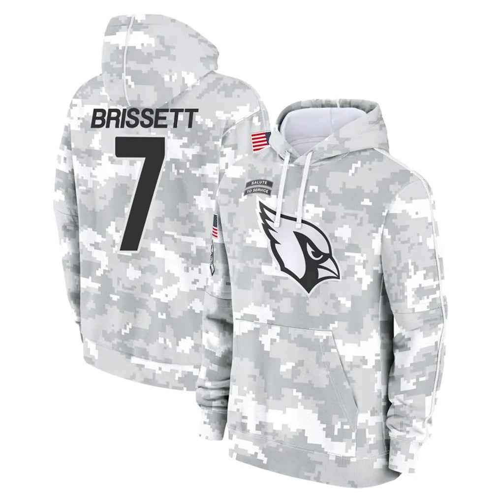 A.Cardinals #7 Jacoby Brissett Player Arctic Camo Limited Salute to Service Pullover Hoodies Game Edoa Stitched Jerseys