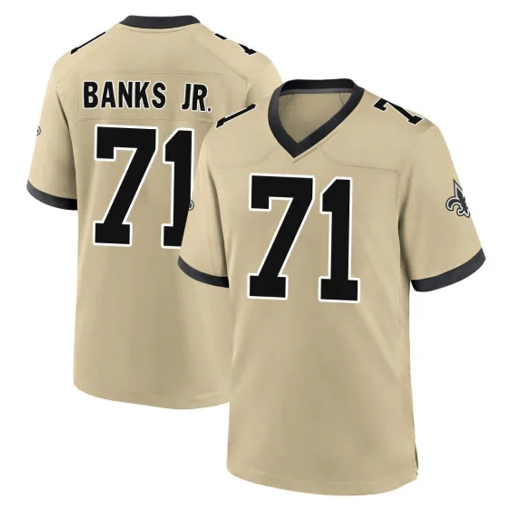 NO.Saints #71 Kelvin Banks Jr. Player Gold Home Game Edoa Stitched Jerseys