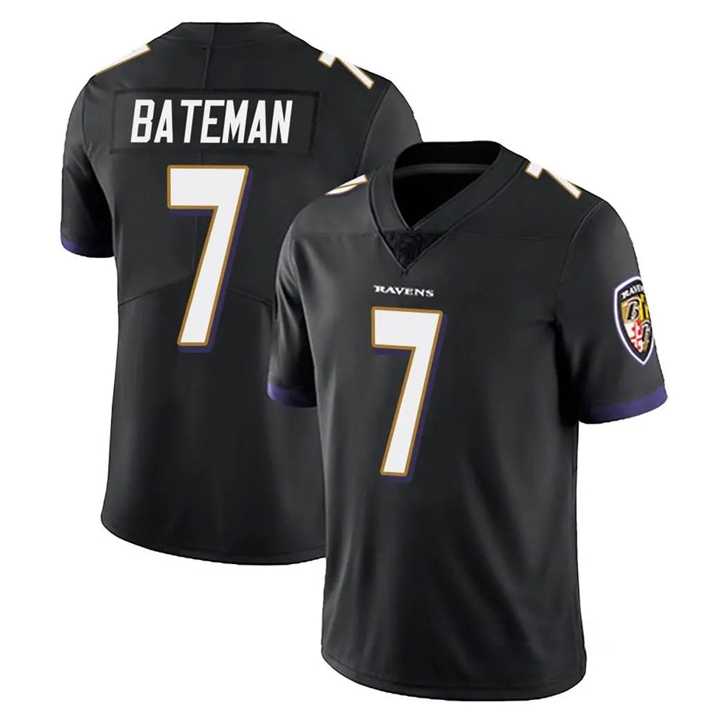 B.Ravens #7 Rashod Bateman Player Black Vapor Untouchable Limited Home Game Edoa Stitched Jerseys