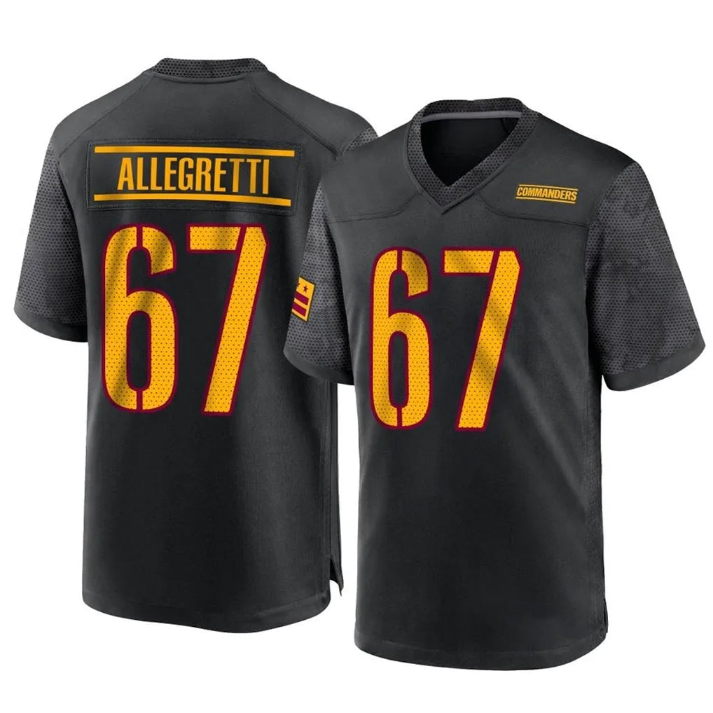W.Commanders #67 Nick Allegretti Player Black Home Game Edoa Stitched Jerseys