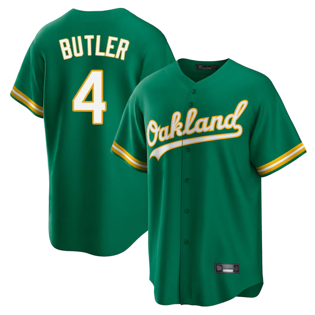 Athletics #4 Lawrence Butler Player Kelly Green Home Game Edoa Stitched Jerseys