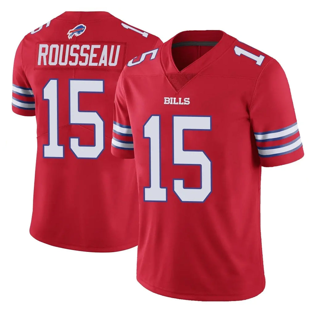B.Bills #15 Greg Rousseau Player Red Vapor Untouchable Limited Edoa Stitched Jerseys